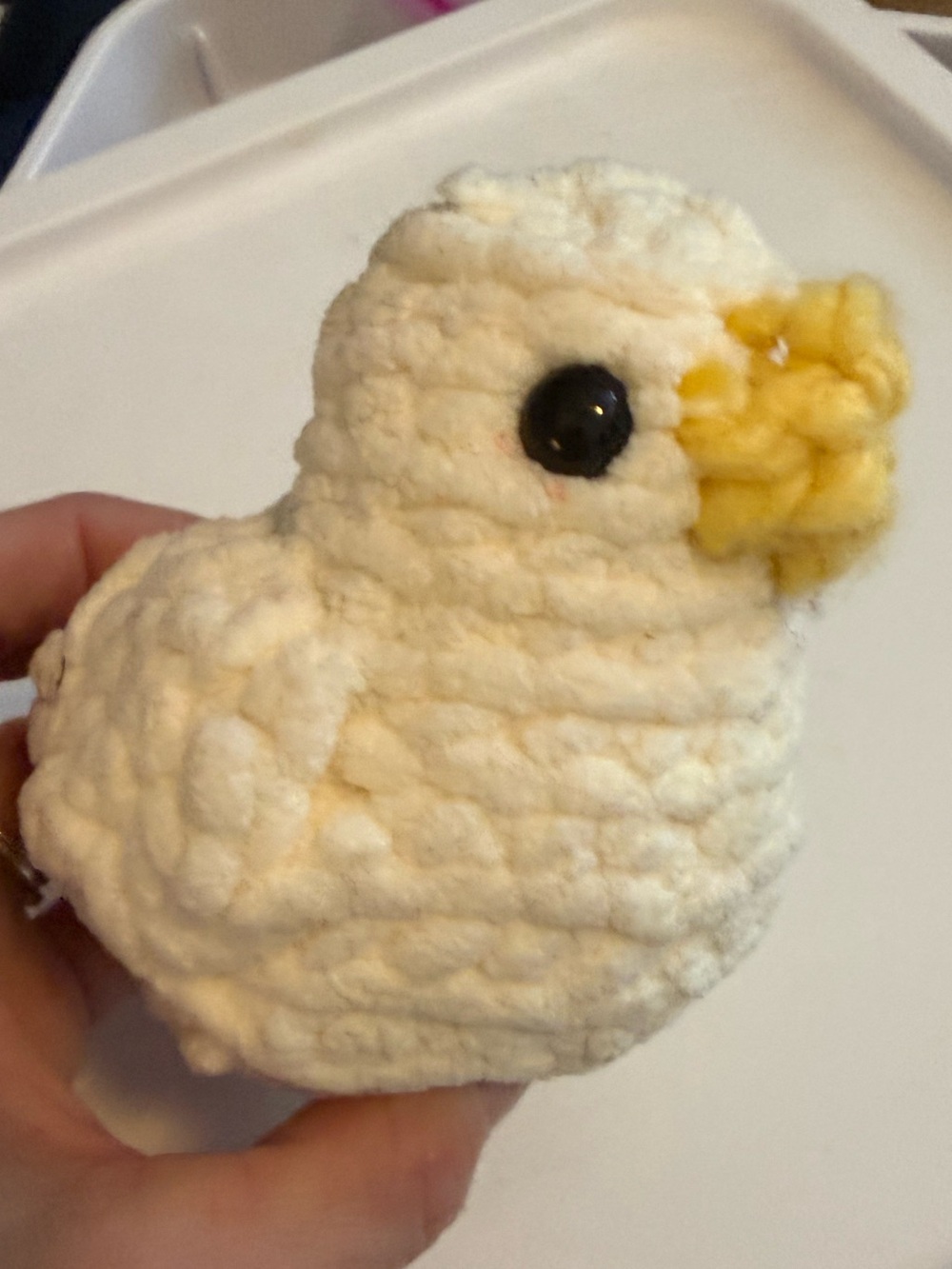crochet Cream Duck Plush with Yellow Beak